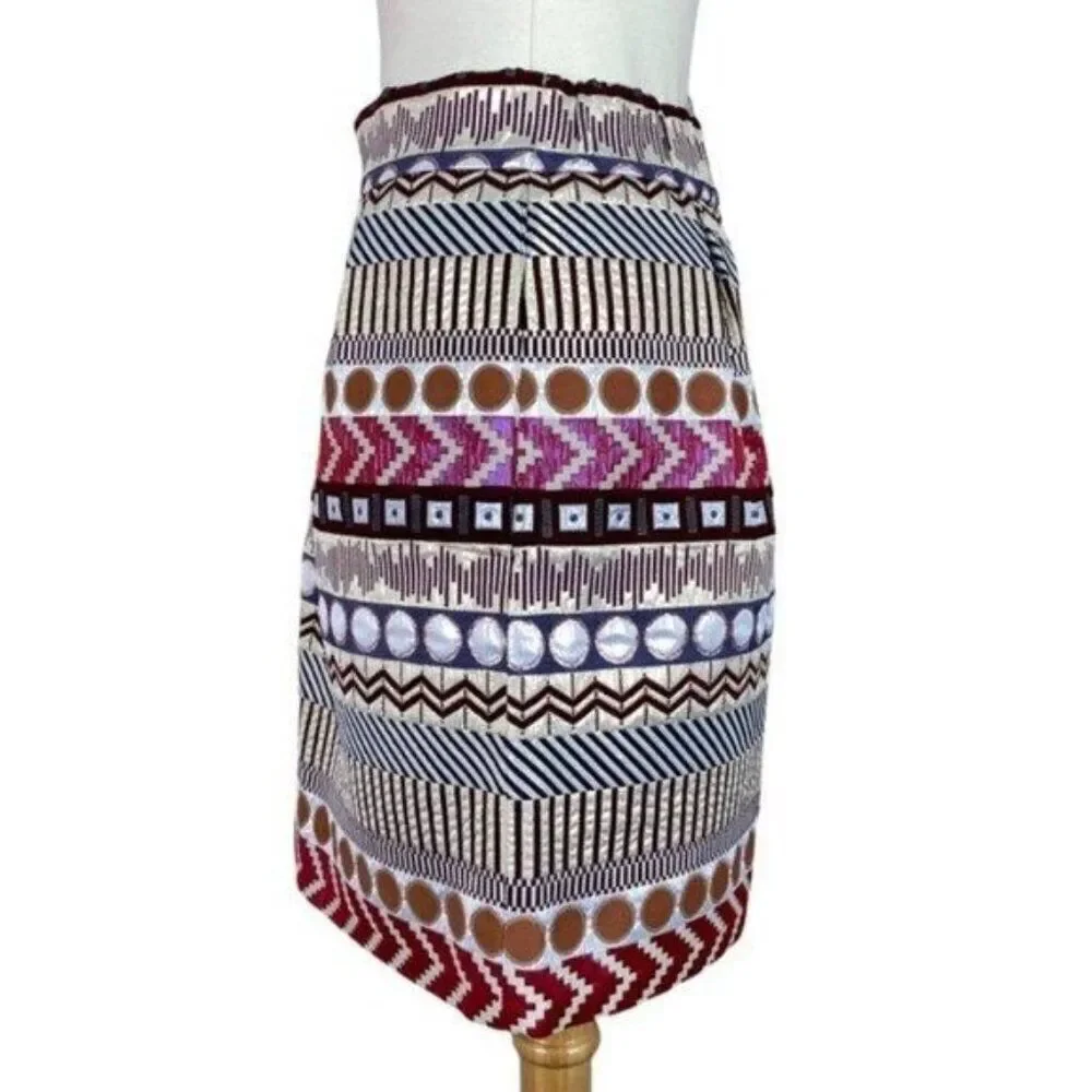 Anthropologie Nomad Metallic Geo Skirt Size 2